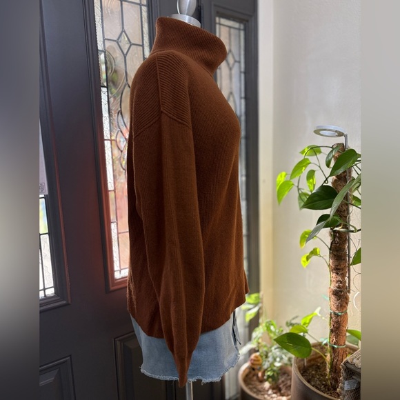 Free People Softly Structured Cowl Neck Terracotta Brown Relaxed Fit Sweater XS - Picture 6 of 10